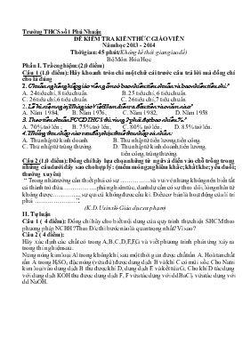 Đề kiểm tra kiến thức giáo viên năm học 2013 - 2014 thời gian 45 phút (không kể thời gian giao đề)